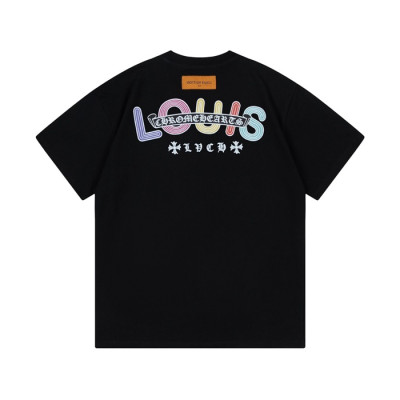 루이비통 남성 블랙 크루넥 반팔티 - Louis vuitton Mens Black Short sleeved T-shirts - lv413x