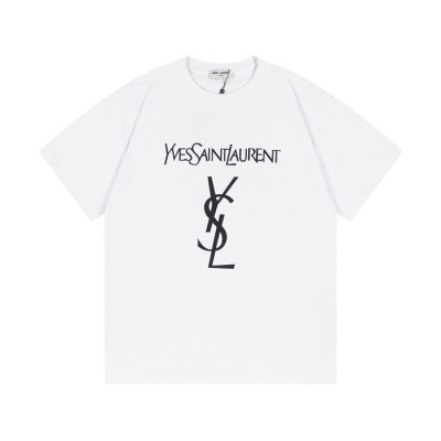 입생 남성 화이트 크루넥 반팔티 - Saint laurent White Tshirts - ysl330x