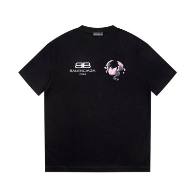 발렌시아가 남/녀 크루넥 블랙 반팔티 - Balenciaga Unisex Black Short sleeved T-shirts - ba153x