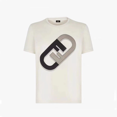 펜디 남성 화이트 크루넥 반팔티 - Fendi Mens White Short sleeved T-shirts - fe41x