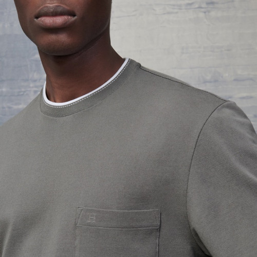 에르메스 남성 그레이 크루넥 반팔티 - Hermes Mens Gray Short sleeved T-shirts - he48x