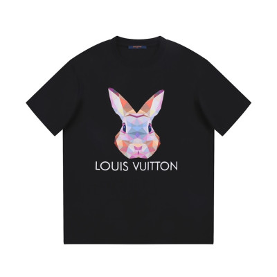 루이비통 남성 블랙 크루넥 반팔티 - Louis vuitton Mens Black Short sleeved T-shirts - lv427x