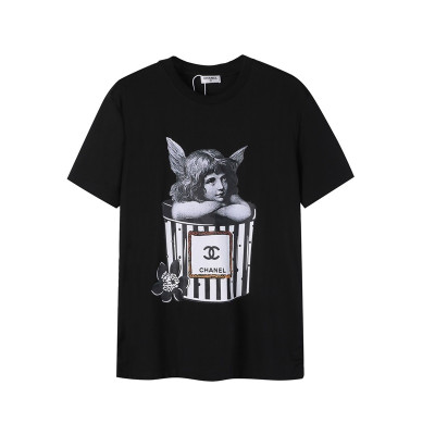 샤넬 남/녀 크루넥 블랙 반팔티 - Chanel Unisex Black Tshirts - ch51x