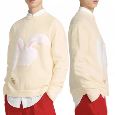 디올 남/녀 아이보리 크루넥 스웨터 - Dior Unisex Ivory Sweaters - di287x