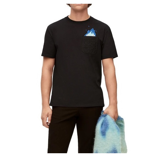 로에베 남/녀 이니셜 블랙 반팔티 - Loewe Unisex Black Short sleeved T-shirts - loe699x