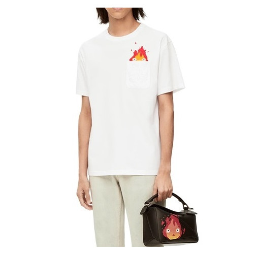 로에베 남/녀 이니셜 화이트 반팔티 - Loewe Unisex White Short sleeved T-shirts - loe700x