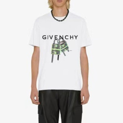 지방시 남성 크루넥 화이트 반팔티 - Givenchy Mens White Short Sleeved Tshirts - gi180x