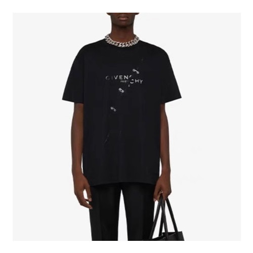 지방시 남성 크루넥 블랙 반팔티 - Givenchy Mens Black Short Sleeved Tshirts - gi181x