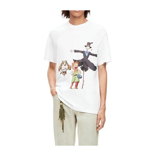 로에베 남/녀 이니셜 화이트 반팔티 - Loewe Unisex White Short sleeved T-shirts - loe701x