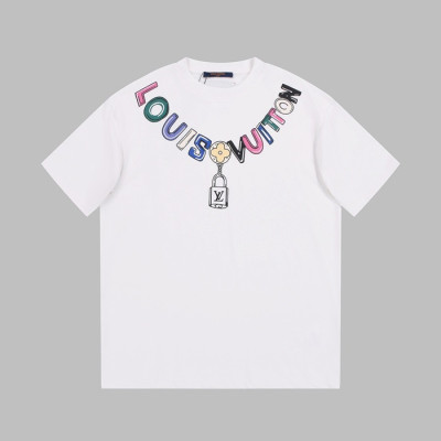 루이비통 남성 화이트 크루넥 반팔티 - Louis vuitton Mens White Short sleeved T-shirts - lv531x