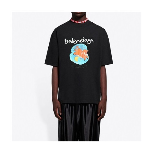 발렌시아가 남성 크루넥 블랙 반팔티 - Balenciaga Mens Black Short sleeved T-shirts - ba182x