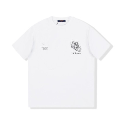 루이비통 남성 화이트 크루넥 반팔티 - Louis vuitton Mens White Short sleeved T-shirts - lv539x