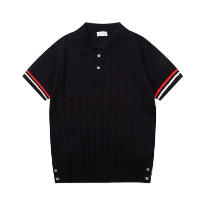 몽클레어 남성 블랙 폴로 반팔 니트티 - Moncler Mens Black Tshirts - mo90x