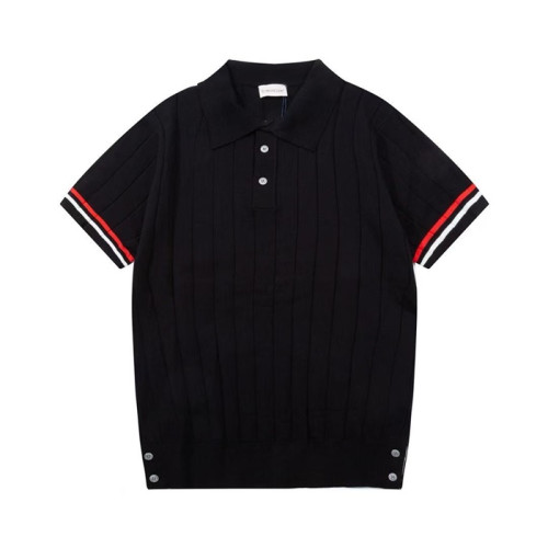 몽클레어 남성 블랙 폴로 반팔 니트티 - Moncler Mens Black Tshirts - mo90x