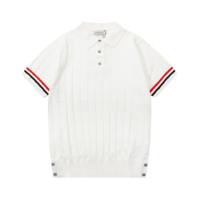 몽클레어 남성 화이트 폴로 반팔 니트티 - Moncler Mens White Tshirts - mo91x