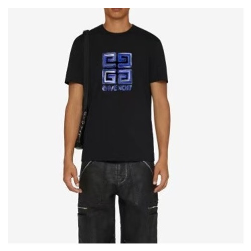 지방시 남성 크루넥 블랙 반팔티 - Givenchy Mens Black Short Sleeved Tshirts - gi187x