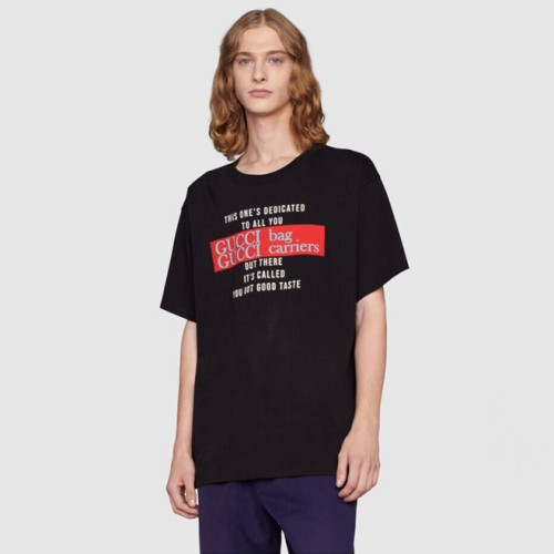 구찌 남/녀 블랙 크루넥 반팔티 - Gucci Unisex Black Short sleeved T-shirts - gu292x