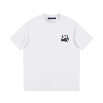 루이비통 남성 화이트 크루넥 반팔티 - Louis vuitton Mens White Short sleeved T-shirts - lv577x