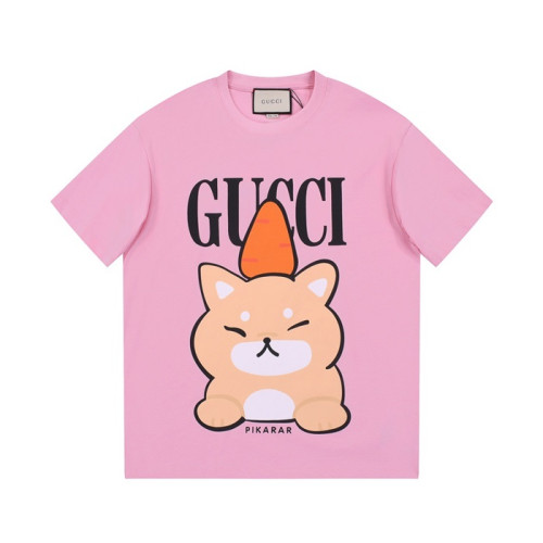 구찌 남/녀 핑크 크루넥 반팔티 - Gucci Unisex Pink Short sleeved T-shirts - gu308x