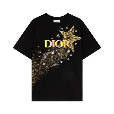 디올 남성 블랙 크루넥 반팔티 - Dior Mens Black Short sleeved Tshirts - di323x