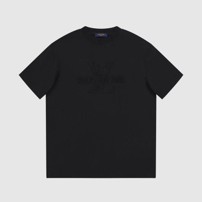 루이비통 남성 블랙 크루넥 반팔티 - Louis vuitton Mens Black Short sleeved T-shirts - lv589x