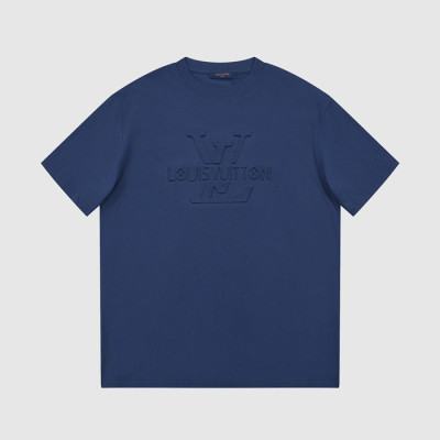 루이비통 남성 네이비 크루넥 반팔티 - Louis vuitton Mens Navy Short sleeved T-shirts - lv590x