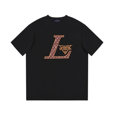 루이비통 남성 블랙 크루넥 반팔티 - Louis vuitton Mens Black Short sleeved T-shirts - lv598