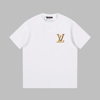 루이비통 남성 화이트 크루넥 반팔티 - Louis vuitton Mens White Short sleeved T-shirts - lv599x