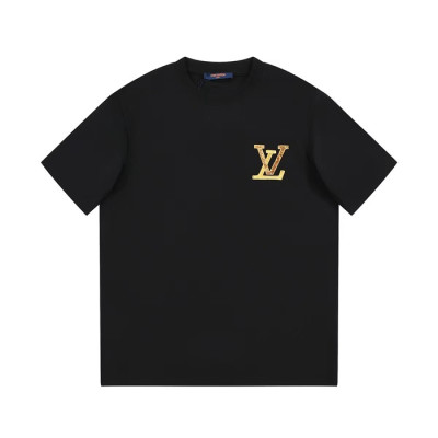 루이비통 남성 블랙 크루넥 반팔티 - Louis vuitton Mens Black Short sleeved T-shirts - lv600