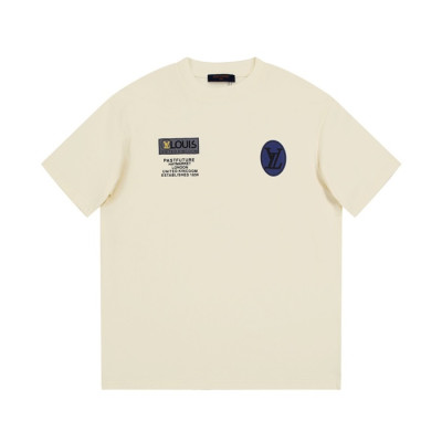 루이비통 남성 아이보리 크루넥 반팔티 - Louis vuitton Mens Ivory Short sleeved Tshirts - lv1156x