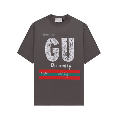 구찌 남성 그레이 크루넥 반팔티 - Gucci Mens Gray Short sleeved T-shirts - gu331x