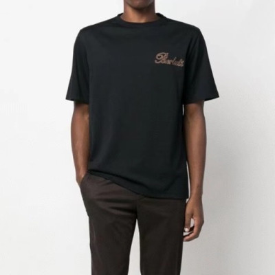 벨루티 남성 블랙 크루넥 반팔티 - Berluti Mens Black Tshirts - be187x