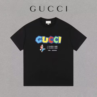 구찌 남성 블랙 크루넥 반팔티 - Gucci Mens Black Short sleeved T-shirts - gu349x