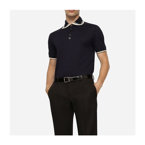 돌체앤가바나 남성 블랙 폴로 반팔티 - Dolce&Gabbana Mens Black Tshirts - dol437x