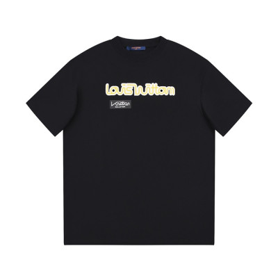 루이비통 남성 블랙 크루넥 반팔티 - Louis vuitton Mens Black Short sleeved T-shirts - lv669x