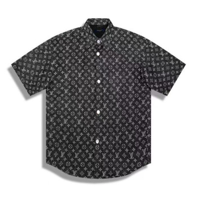 루이비통 남성 블랙 반팔 셔츠 - Louis vuitton Mens Black Tshirts - lv673x