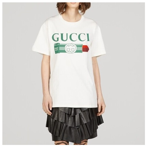 구찌 남/녀 화이트 크루넥 반팔티 - Gucci Unisex White Short sleeved T-shirts - gu368x