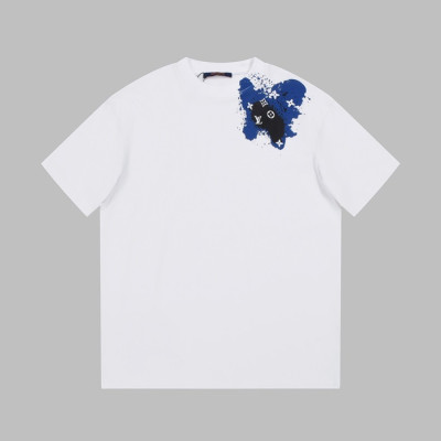 루이비통 남성 화이트 크루넥 반팔티 - Louis vuitton Mens White Short sleeved T-shirts - lv676x