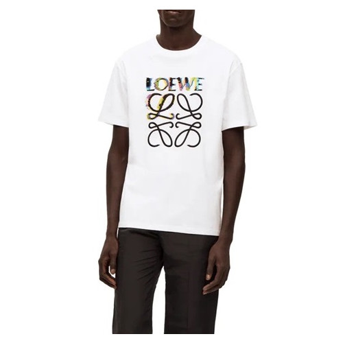 로에베 남/녀 이니셜 화이트 반팔티 - Loewe Unisex White Short sleeved T-shirts - loe711x