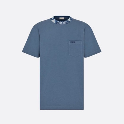 디올 남성 블루 크루넥 반팔티 - Dior Mens Blue Short sleeved Tshirts - di356x