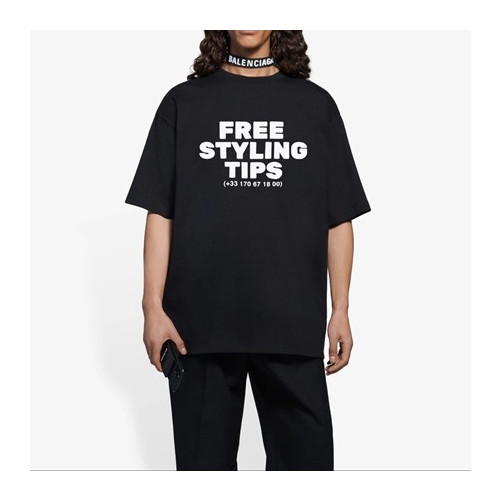 발렌시아가 남성 크루넥 블랙 반팔티 - Balenciaga Mens Black Short sleeved T-shirts - ba242x