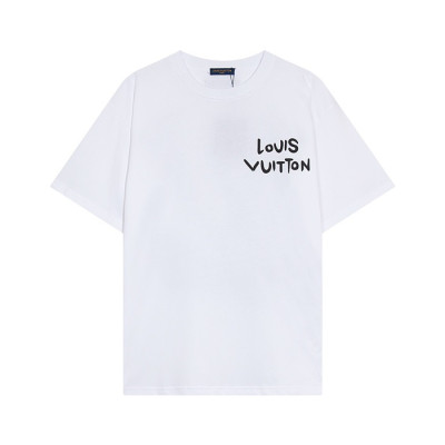 루이비통 남성 화이트 크루넥 반팔티 - Louis vuitton Mens White Short sleeved T-shirts - lv698x