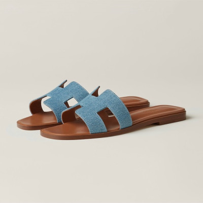 에르메스 여성 블루 오란 - Hermes Womens Blue Slipper - he100x