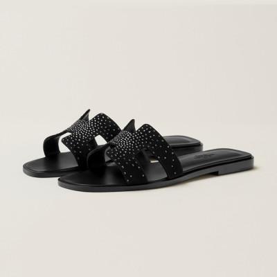 에르메스 여성 블랙 오란 - Hermes Womens Black Slipper - he106x