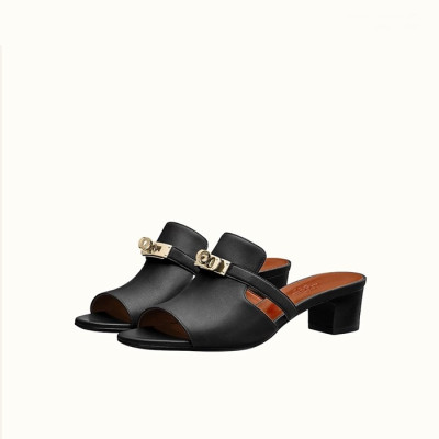 에르메스 여성 블랙 켈리 뮬 - Hermes Womens Black Mule - he128x