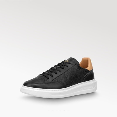 루이비통 남성 블랙 스니커즈 - Louis vuitton Mens Black Sneakers - lv704x