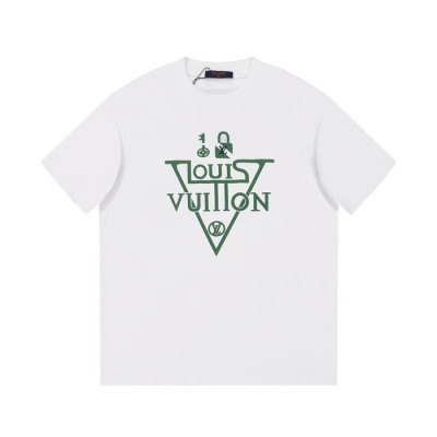 루이비통 남성 화이트 크루넥 반팔티 - Louis vuitton Mens White Short sleeved T-shirts - lv712x