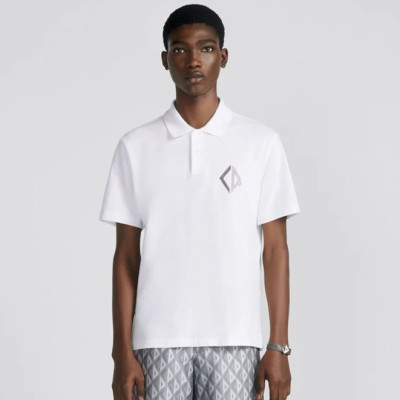 디올 남성 화이트 폴로 반팔티 - Dior Mens White Short sleeved Tshirts - di379x