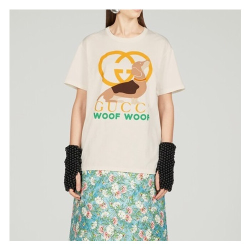 구찌 남/녀 화이트 크루넥 반팔티 - Gucci Unisex White Short sleeved Tshirts - gu579x