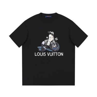 루이비통 남성 블랙 크루넥 반팔티 - Louis vuitton Mens Black Short sleeved Tshirts - lv728x